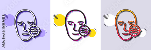 Problem face skin line icon. Halftone dotted pattern. Gradient icon with grain shadow. Need facial care sign. Target symbol. Line problem skin icon. Various designs. Vector