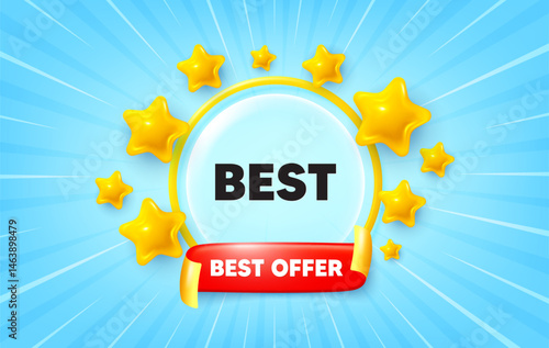 Best sunburst ray banner. Best offer flag ribbon. Best promotion tag. Special offer Sale sign. Advertising Discounts symbol. 3d stars glitter. Red ribbon tag. Discount offer. Vector