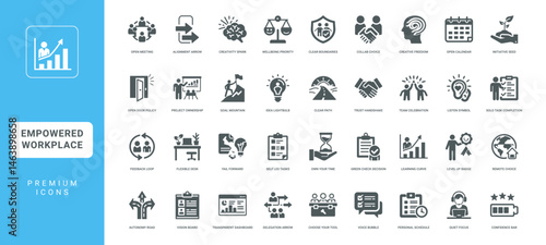 empowered autonomous workplace environment collection icons concepts
