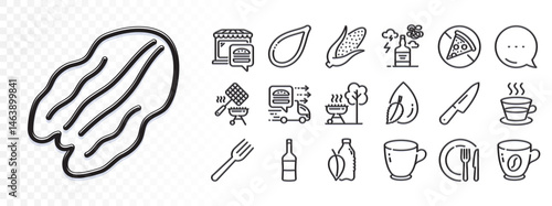 Tea cup, Water drop and Alcohol addiction line icons for web app. Glare of light effect. Message icon. Pack of Wine, Water bottle, Pecan nut pictogram icons. Food delivery, Knife, Dish signs. Vector