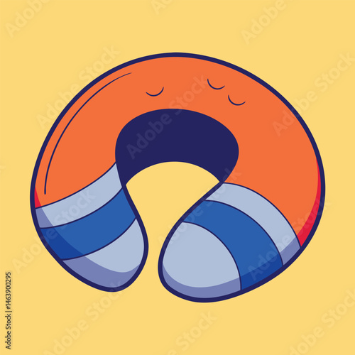 Neck pillow icon vector design in blue colors for travel comfort and relaxation concept