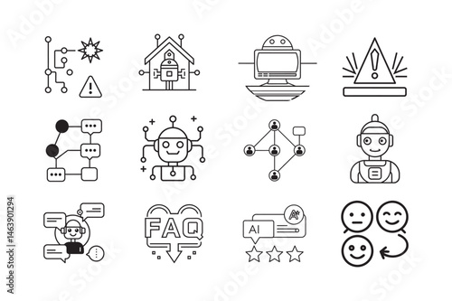 AI or chatbot UI elements modern digital collection  