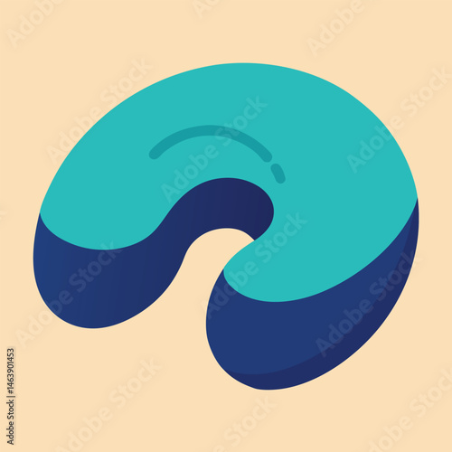 Neck pillow icon vector design in blue colors for travel comfort and relaxation concept