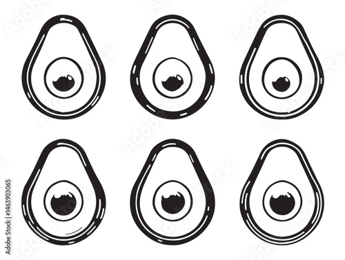 creative half avocado line art drawing with clean lines