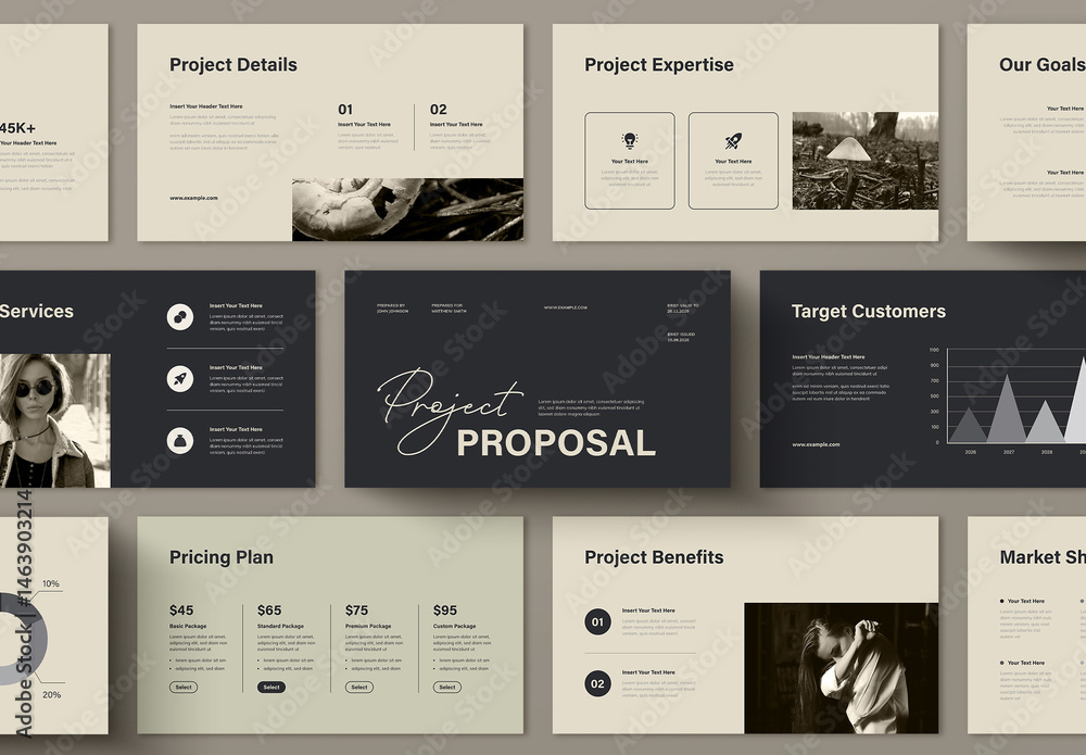 Modern And Clean Retro Project Proposal Presentation Template Stock ...