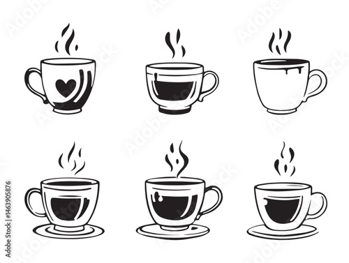hand drawn hot chocolate cup line art vector design