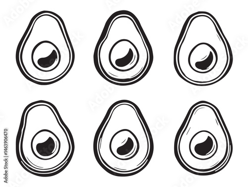stylish half avocado line art vector for food designs