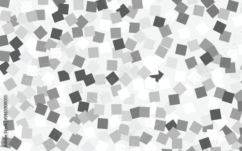 Abstract vector background texture featuring scattered gray and white squares resembling glitter or confetti. Sparkling monochrome backdrop perfect for celebrations, events, or adding shine to designs