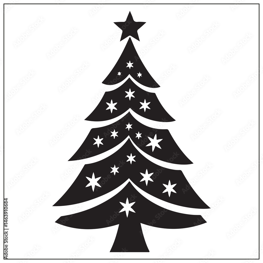 Fototapeta premium Christmas Tree Silhouette, Holiday