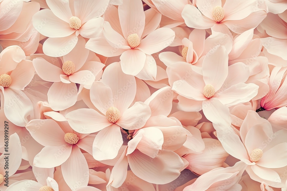 Fototapeta premium A delicate arrangement of soft pink magnolia blossoms.