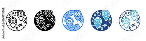 Global Market Icon Set With Multiple Style Collection 