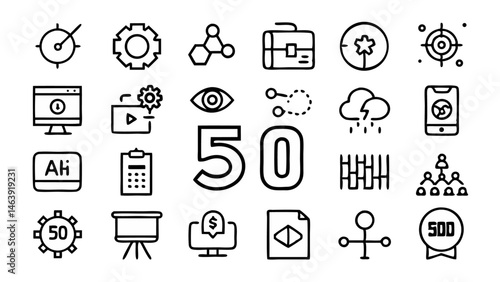 Finance Line Icon Set - Vector Pictograms for Financial Technology and Industry Use