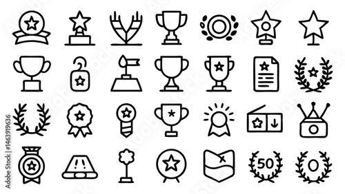 Award and Achievement Line Icon Set Vector Pictograms