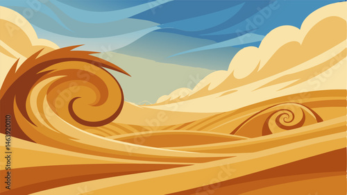 The wind dances across the dunes leaving behind a trail of intricate patterns and revealing the untamed force of nature.