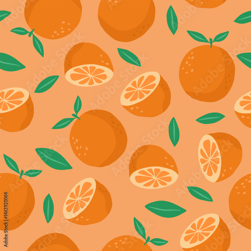 Cute orange fruits pattern background vector design