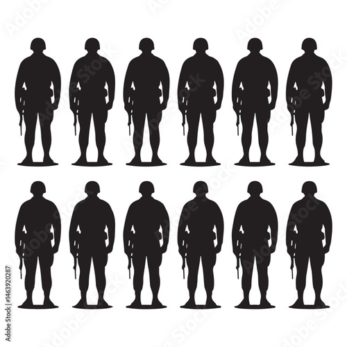 A stark arrangement of stoic soldier silhouettes