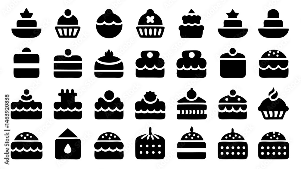 Cake Line Icon Set Vector Pictograms for Birthday Celebrations and Special Occasions Cake Line Icon Set Vector Pictograms for Birthday Celebrations and Special Occasions