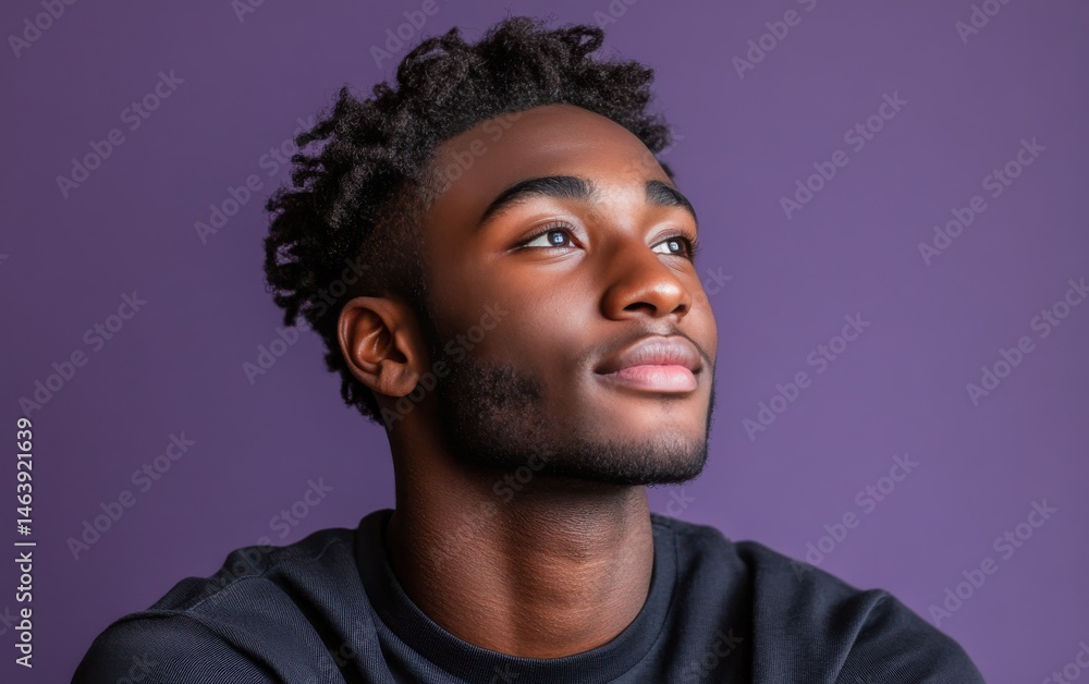 Fototapeta premium young vogue confident smiling man with short hair, wearing a light solid color blazer, standing against color background