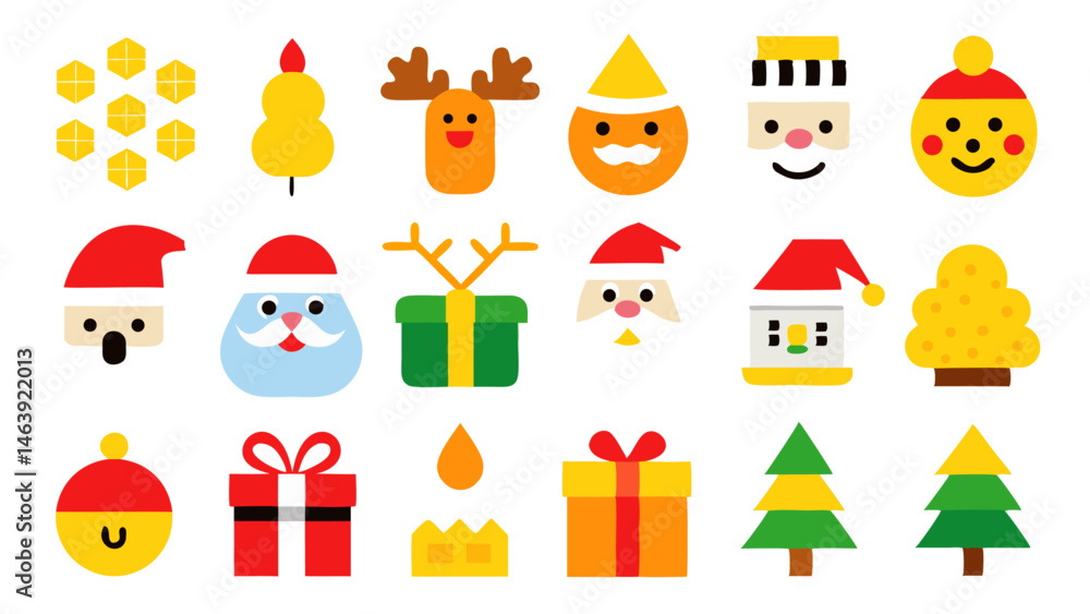 Fototapeta premium Christmas Emoji Santa Claus Emoticon in XMAS Hat - Fun, Festive Vector for Holiday Graphics and Designs
