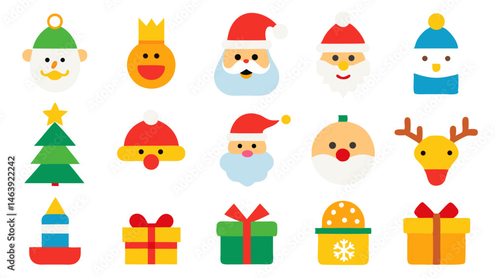 Obraz premium Emotive Santa Claus Christmas emoji with a traditional holiday hat for celebrations