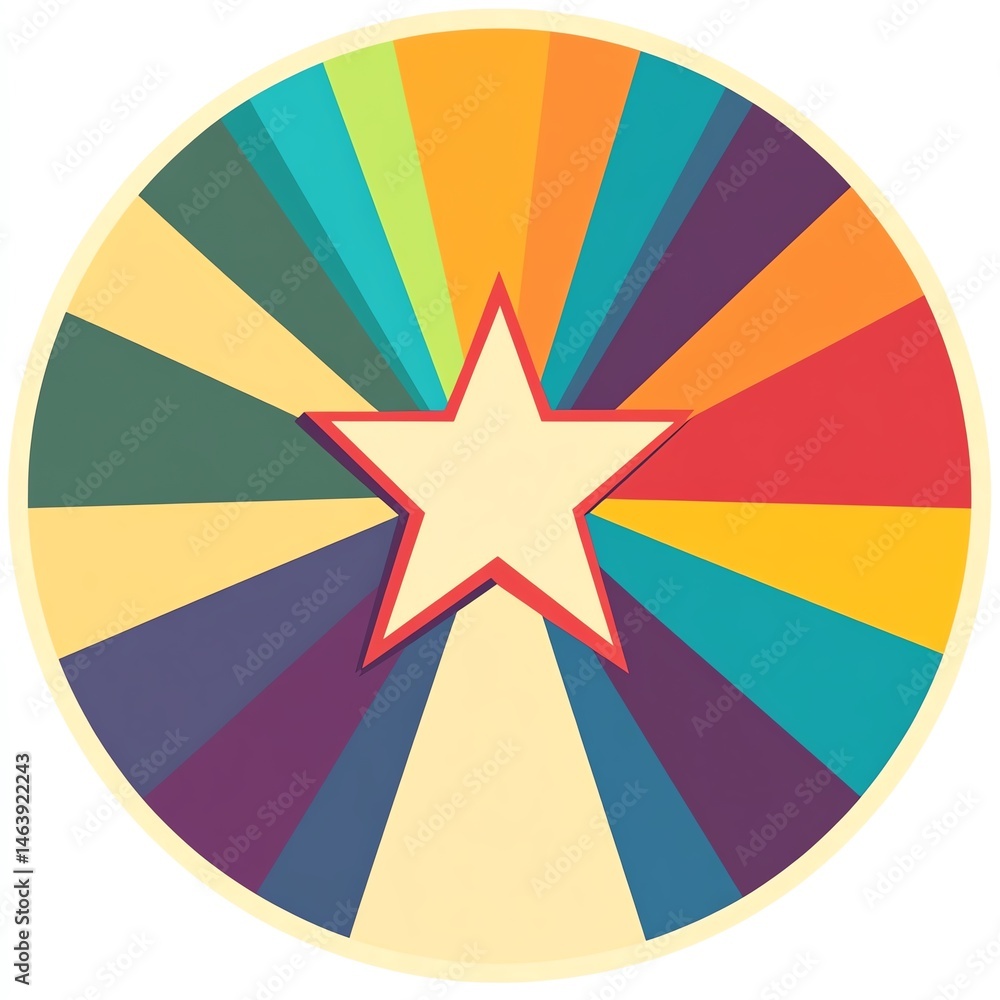Fototapeta premium Colorful star design with vibrant rays.