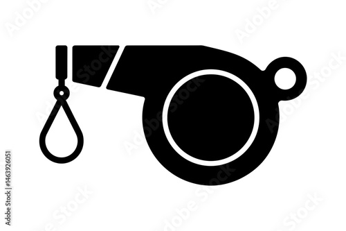 Black and white referee coach whistle illustration