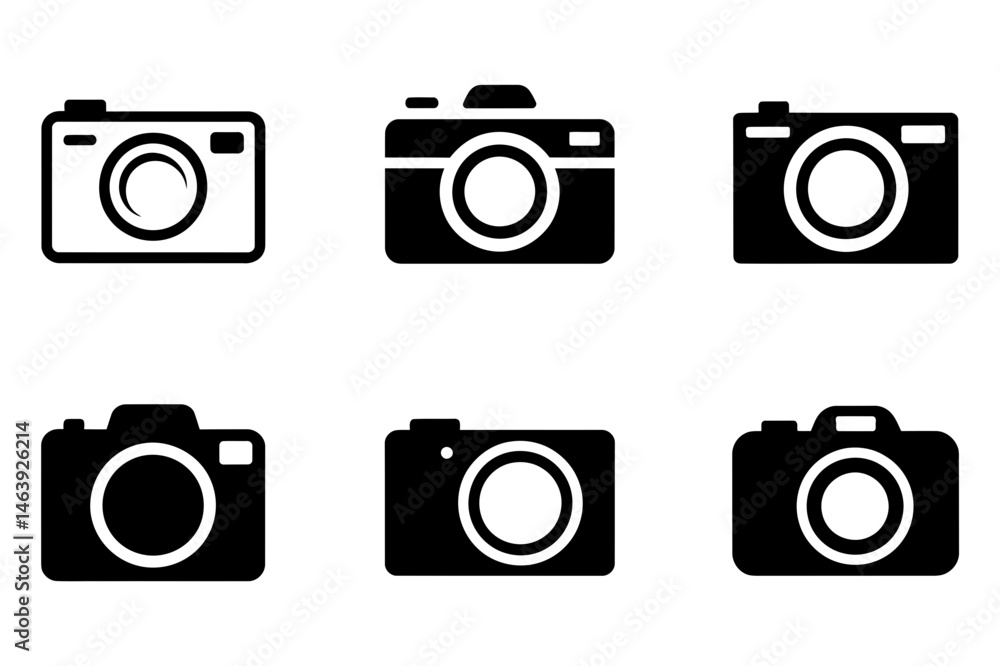 Camera icon set photography equipment vector art Camera icon set photography equipment vector art