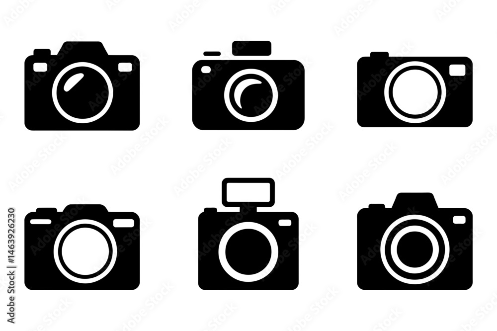 Camera photography equipment icon set vector image Camera photography equipment icon set vector image