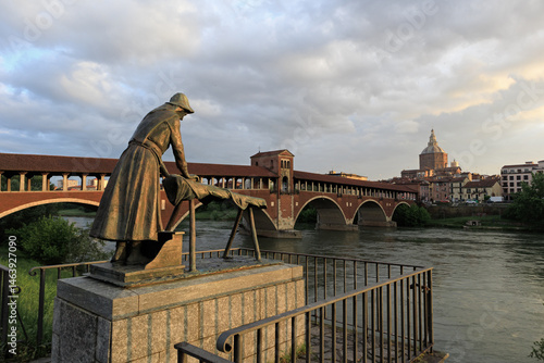 Pavia village city Italy Italian characteristic square vision bridge