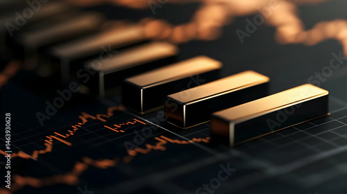 Wallpaper Mural Gold Bars On Dark Financial Chart Torontodigital.ca