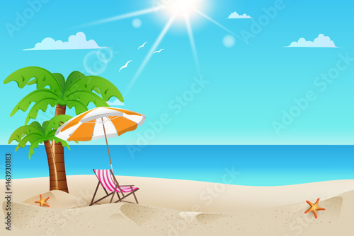 Summer background. Tropical paradise with a beautiful beach