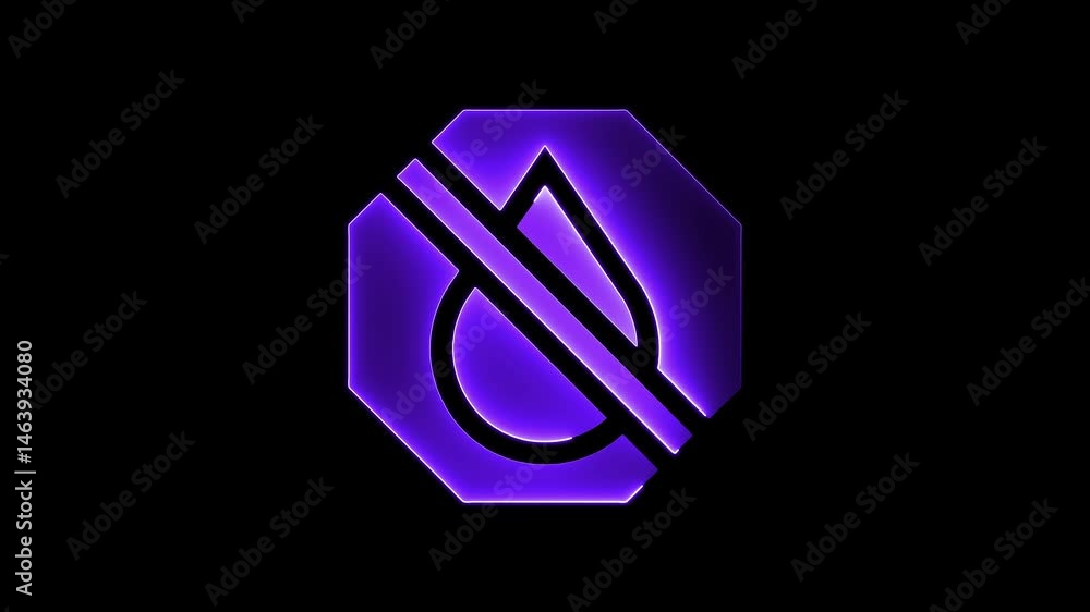 No water icon animation by purple color mask glow neon on black background. No water icon animation by purple color mask glow neon on black background.