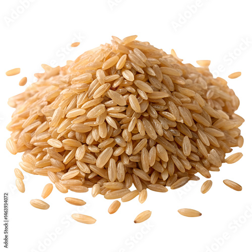 Fotografía Brown integral uncooked rice Pile isolated on white background
