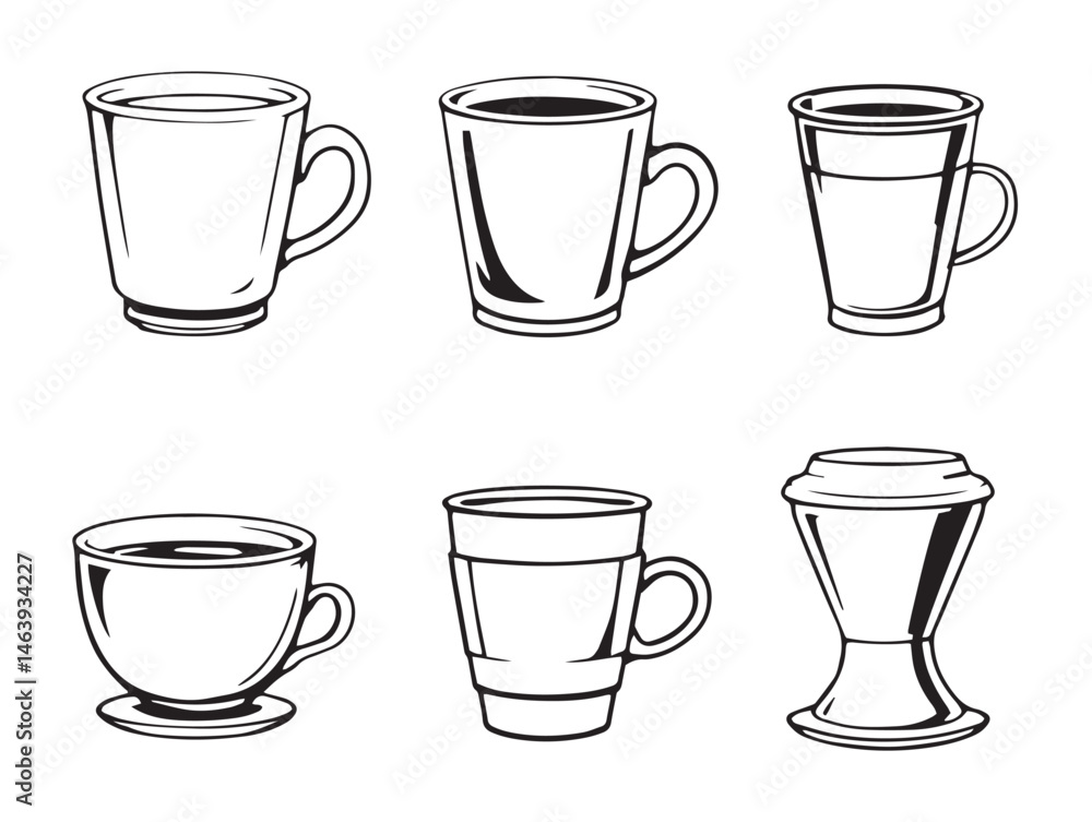 elegant line art illustration of modern coffee cup elegant line art illustration of modern coffee cup