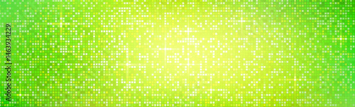 Disco ball pattern - vivid lime green square mosaic background, small tiles for circular party light reflections. Bright abstract graphic design for nightclub posters, event invitations or packaging.