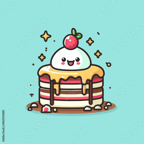
Illustration of a full topping birthday cake
