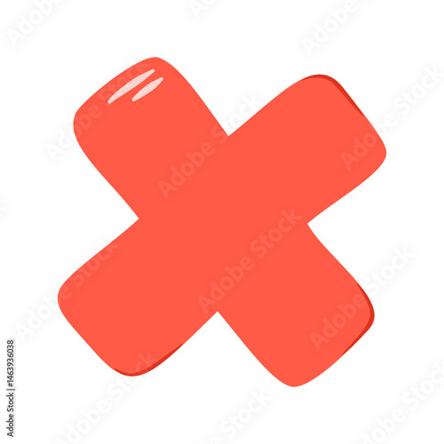 red color x sign. Hand drawn cross x  vector illustration icon. Cross mark wrong symbol graphic design.