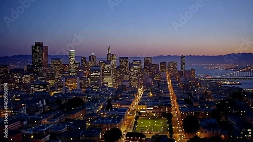 San Francisco Skyline at Dusk: A Breathtaking Aerial View