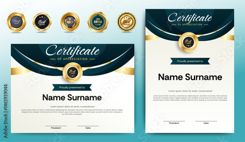 Modern Elegant Certificate Template. Horizontal certificate For award, business, and education needs. Diploma vector template. Vector