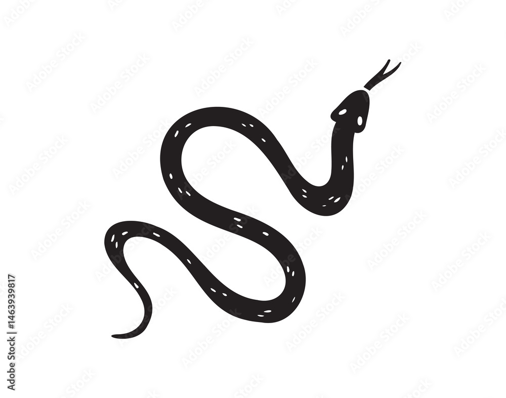 Obraz premium snake silhouette monochrome with patterns illustration. Trendy creative fabulous mystic folklore
