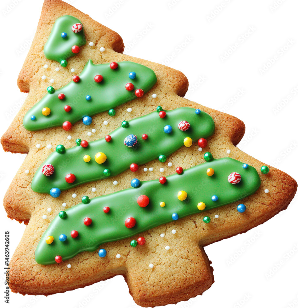 Naklejka premium Christmas Tree-Shaped Gingerbread Cookie