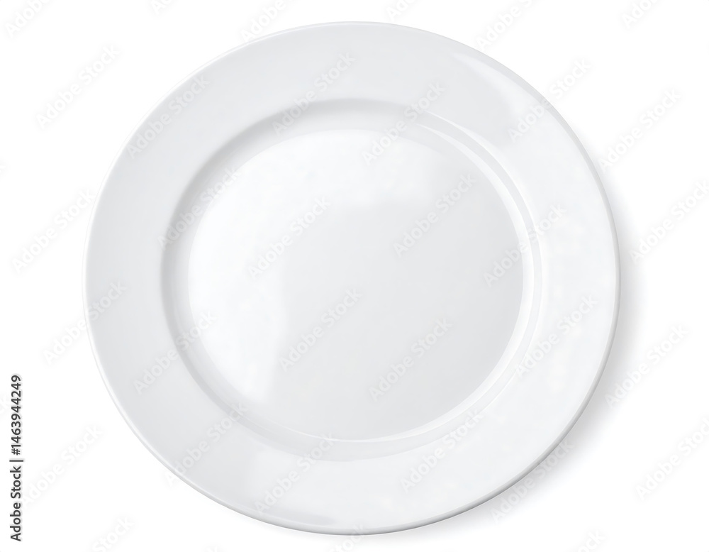 Plain White Plate Isolated on White Background Plain White Plate Isolated on White Background