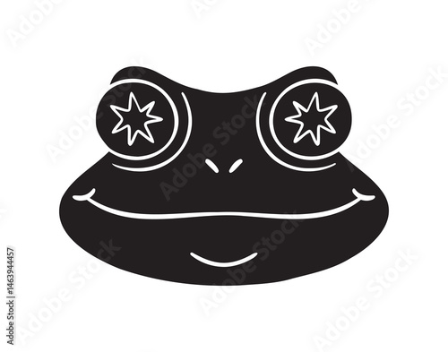 frog head emblem silhouette monochrome with patterns illustration. Trendy creative fabulous mystic folklore 