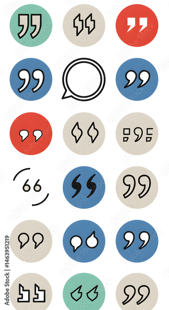 Illustration: Set of Colorful Pixel Art Quotation Mark Icons Illustration: Set of Colorful Pixel Art Quotation Mark Icons