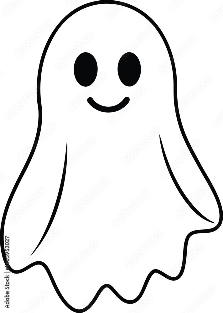 Cute Spooky Ghost Line Art Simple Halloween Design for Kids Cute Spooky Ghost Line Art Simple Halloween Design for Kids