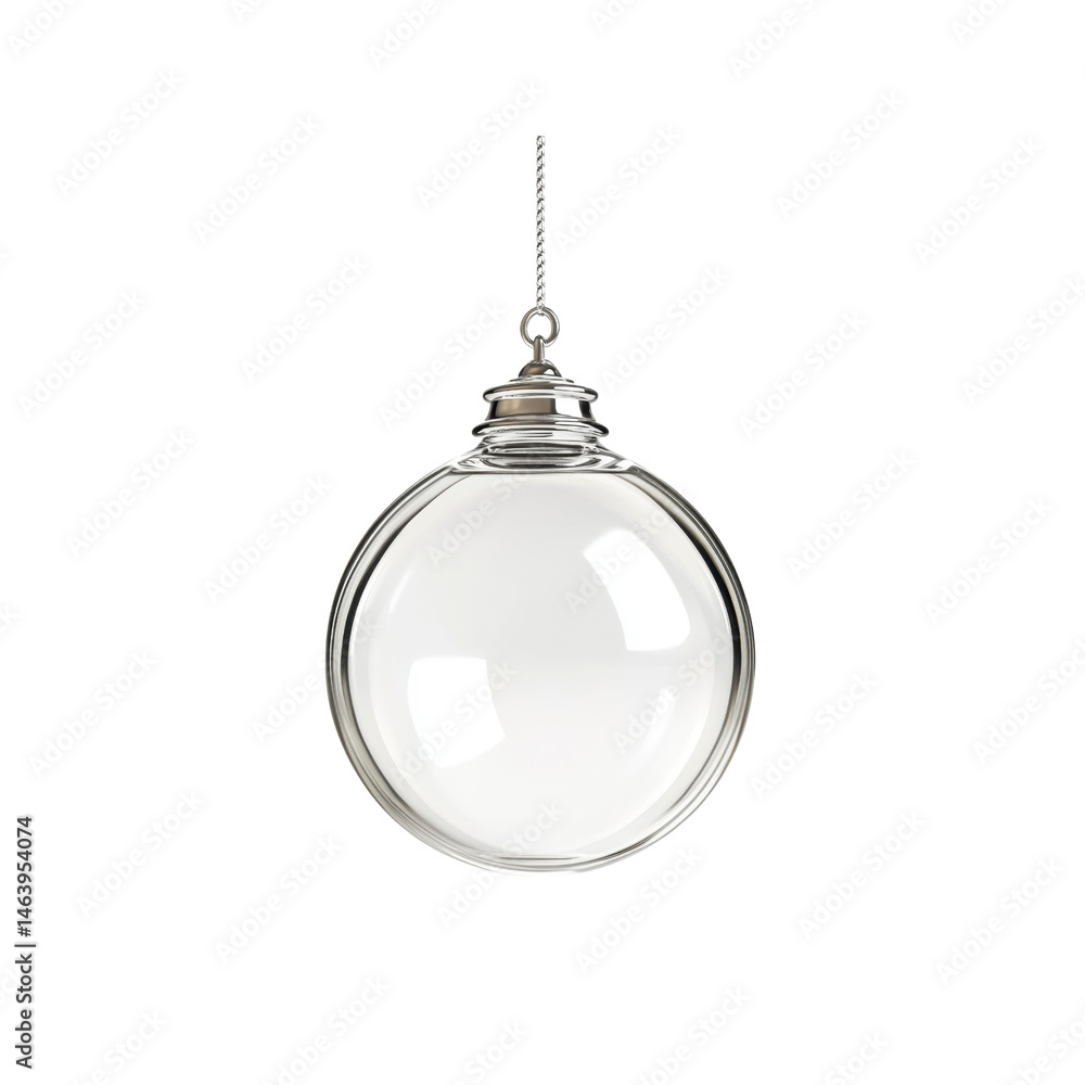 Fototapeta premium Transparent Glass Christmas Ornament Hanging Isolated on Black Background