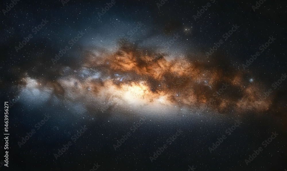 Cosmic nebula swirls orange and blue space background Cosmic nebula swirls orange and blue space background