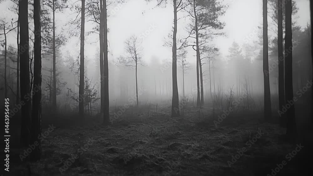Foggy Monochrome Forest Scene Foggy Monochrome Forest Scene