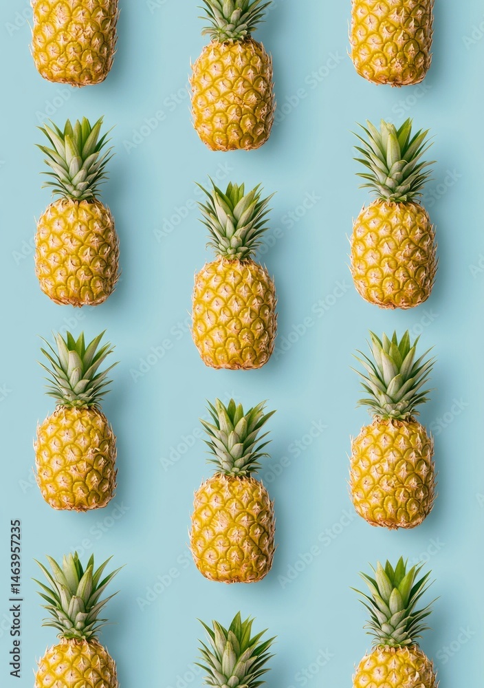 Pineapple Pattern on Light Blue Background Pineapple Pattern on Light Blue Background