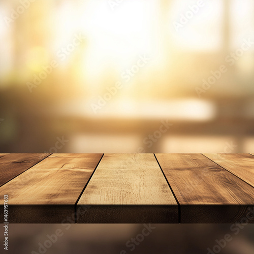 A wooden table with a dreamy, blurred city background, softly lit by warm sunlight. The warm tones and subtle bokeh effect create an inviting, peaceful atmosphere.